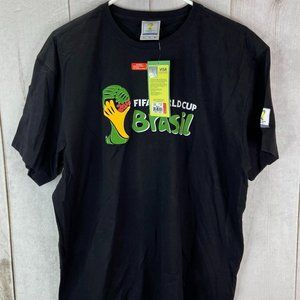 2014 World Cup Black T-Shirt Soccer Brazil